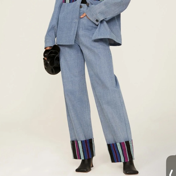 BENJAMIN BENMOYAL Cassette Tape Hem Jeans Flip Cuff Size XS - Picture 1 of 13